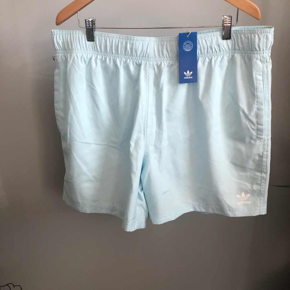 adidas Men’s Pastel Blue Swim Shorts with Elastic Waist